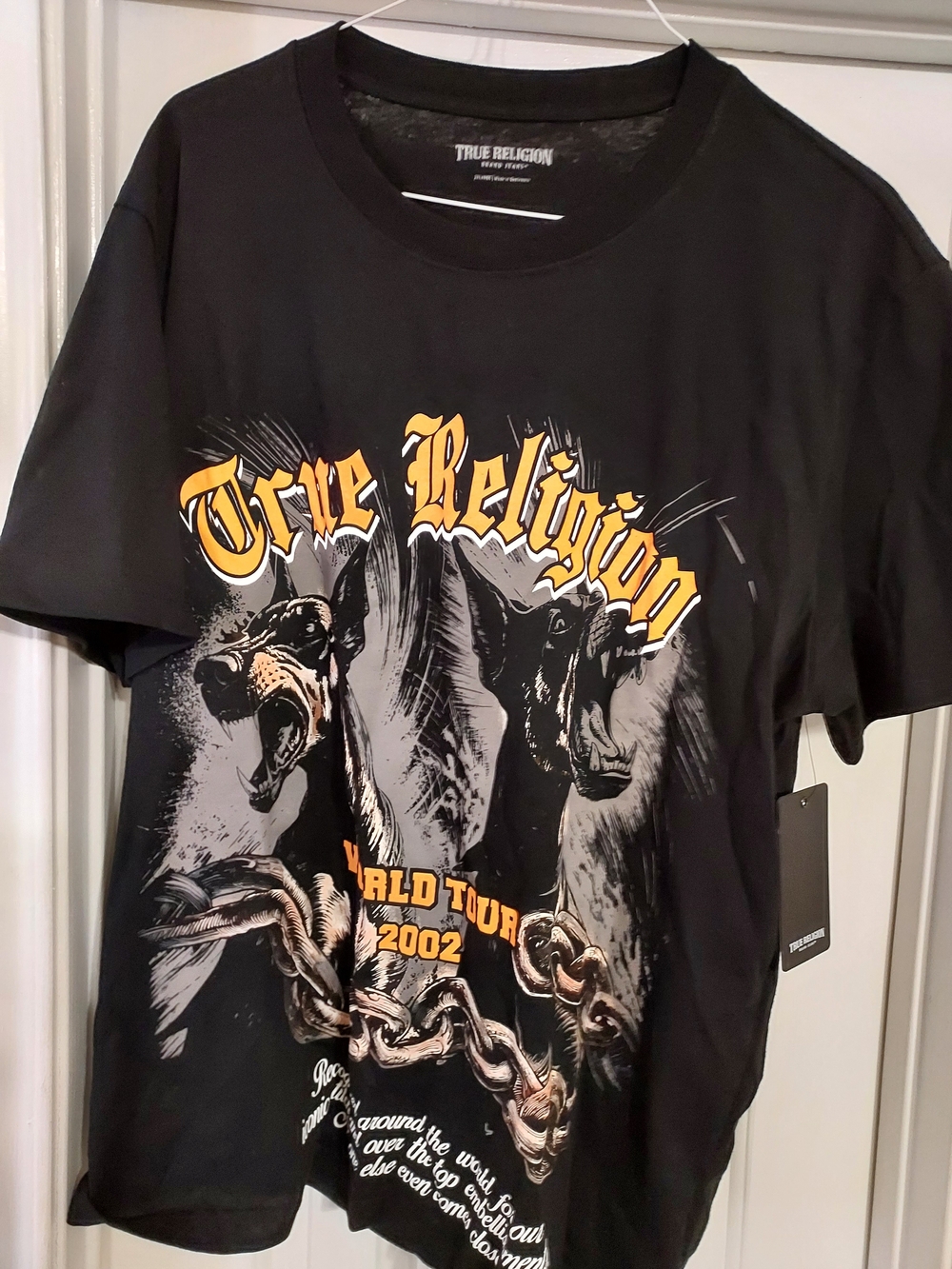 True Religion Black Graphic Tee with Yellow Logo